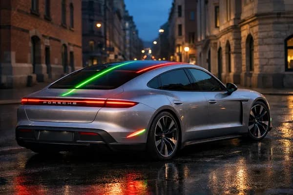 Porsche ränder som byter färg flyttar ut information på bilen